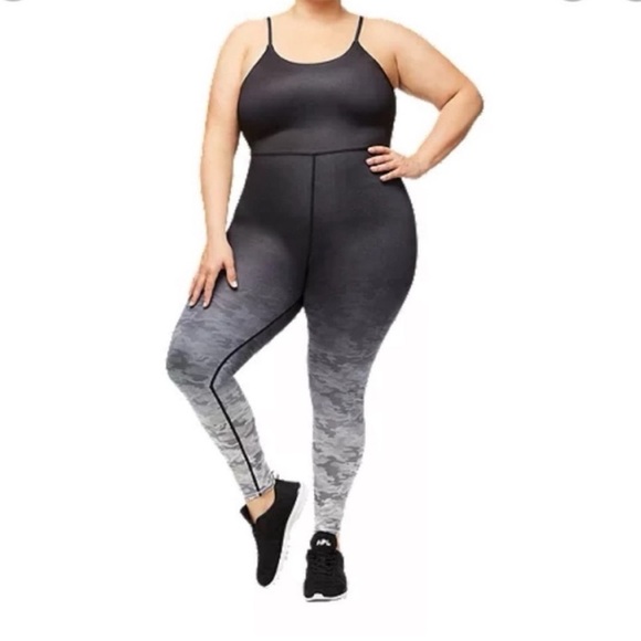Good American Jumpsuit Sporty Shapewear Spandex Gym Ombré Camo Plus Size 4XL - Picture 1 of 11